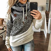 Водолазка в стиле пэчворк, женские повседневные Модные свитшоты с длинным рукавом и леопардовым принтом, женские зимние теплые пуловеры