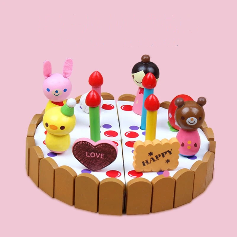 

Children's Play House Toy Baby Simulation Cut Cake Fruit Cut Happy Birthday Gift Set For Boys And Girls