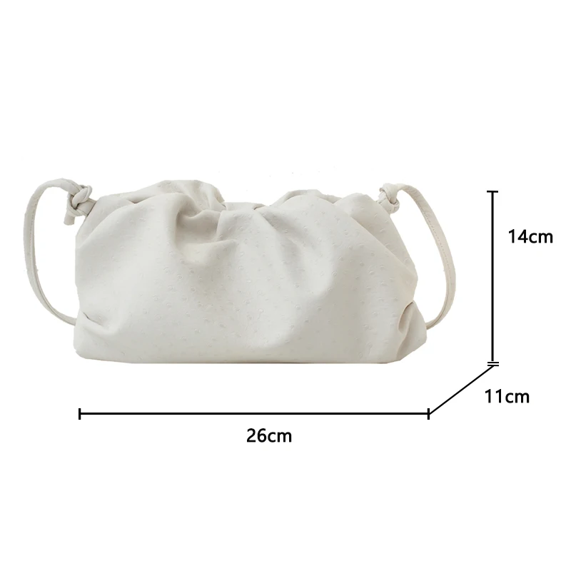 

ostrich pattern Folds Design PU Leather Shoulder Crossbody Bags for Women 2021 Summer Brand Travel Handbags Purses