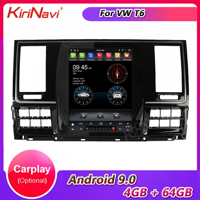 KiriNavi 10 4 inch вертикальный Экран Tesla Стиль 1 Din Android 9 0 автомобиль радио для VW Volkswagen T6