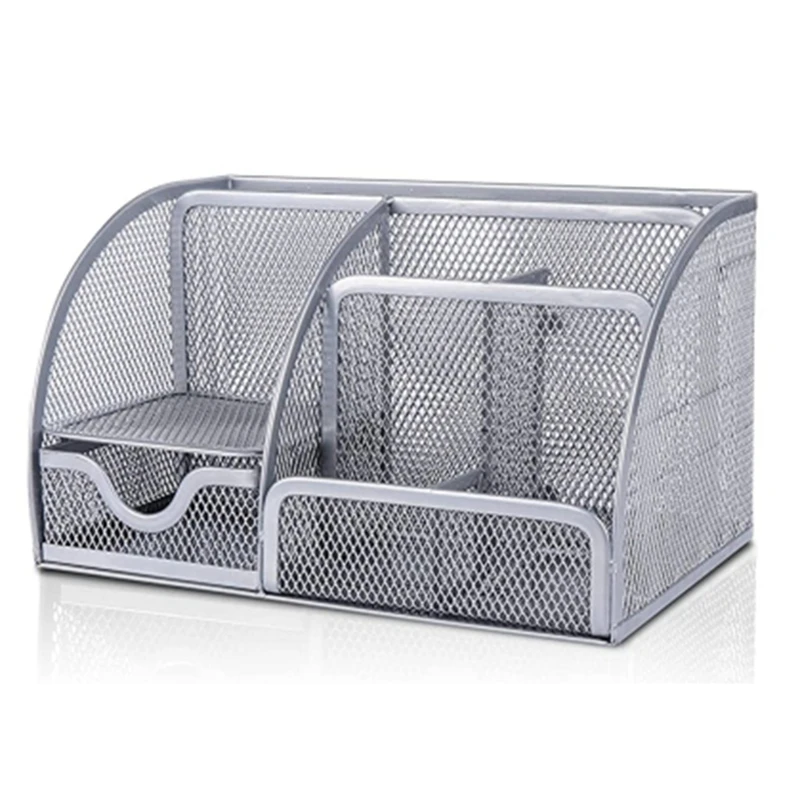 

Desk Organizer, Multi-Functional Mesh Desk Organizer With 6 Compartments And 1 Drawer For Home, Office, School