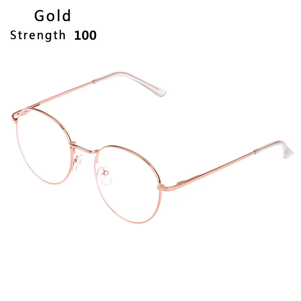 Gold-Myopia 1.0 Винтажные металлические круглые очки для чтения, ультра светильник, очки для близорукости, Классические близорукие очки, диоптрия-1-1,5-2-2,5-3-3,5-4 - Цвет оправы: Gold-Myopia 1.0