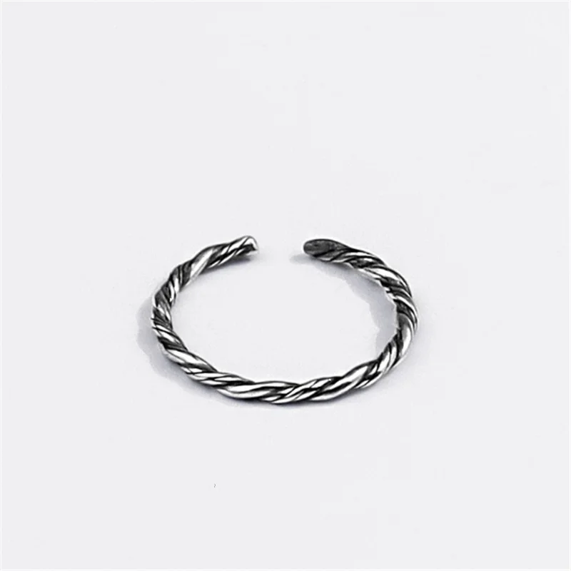

2MM Twisted Rope Weaving Fine Ring Open Adjustable Simple Students Unisex Punk Vintage Metal Jewelry For Men And Women Gift