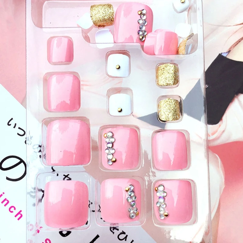 24 шт./компл. милые полное покрытие для ногтей Стикеры в богемном стиле розовые