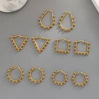 france fashion stainless steel beaded surround geometric earrings for women high quality modern brand designer jewelry wholesale