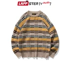 LAPPSTER-молодежный Мужской 3 цвета полосатый зимний шерстяной свитер 2021 пуловер Мужской с круглым вырезом Вязаный Свитер оверсайз Корейская повседневная одежда