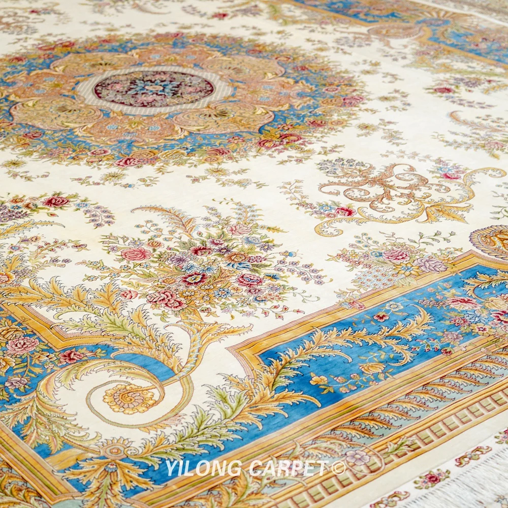 Koop Yilong 9 'X 12' Turkse Knopen Perzische Zijde Thuis Tapijt Handgemaakte Klassieke Oosterse Tapijt (ZQG347A)