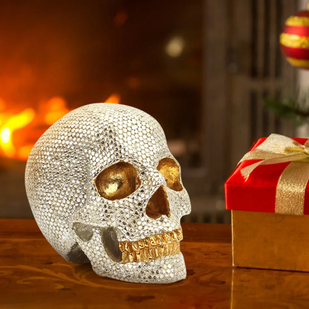 Украшение в виде черепа перламутровое из блестящей смолы | Дом и сад