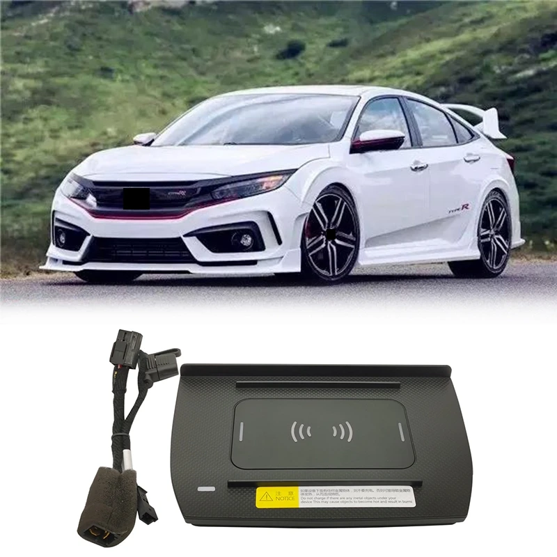 

15W QI Wireless Charging Phone Charger Fast Charging Plate Panel Phone Holder for Honda Civic 10Th MK10 2016-2020