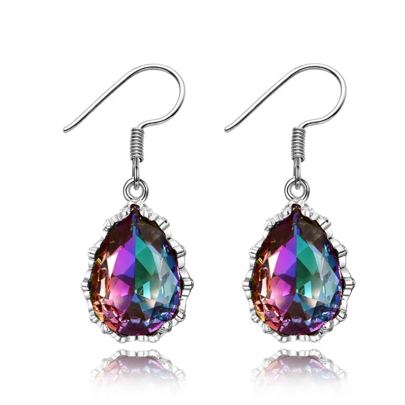 

Classic Retro Inlaid Crystal Seven Color Exquisite Dangle Earrings for Women