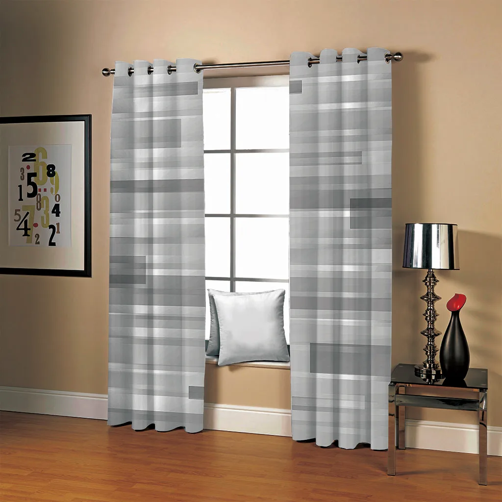 Stereo gray grid pattern 3D Curtains for Living Room Bedroom Decorative Kitchen Curtain luxury blackout curtain | Дом и сад