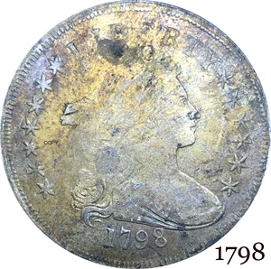 Соединенные Штаты 1798 драпированный бюст свобода один доллар геральный Орел купроникель посеребренные копировальные монеты