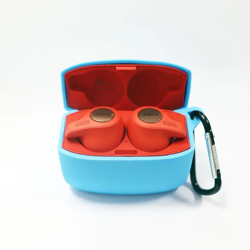 Силиконовый противоударный защитный чехол с карабином для наушников Jabra Elite Active