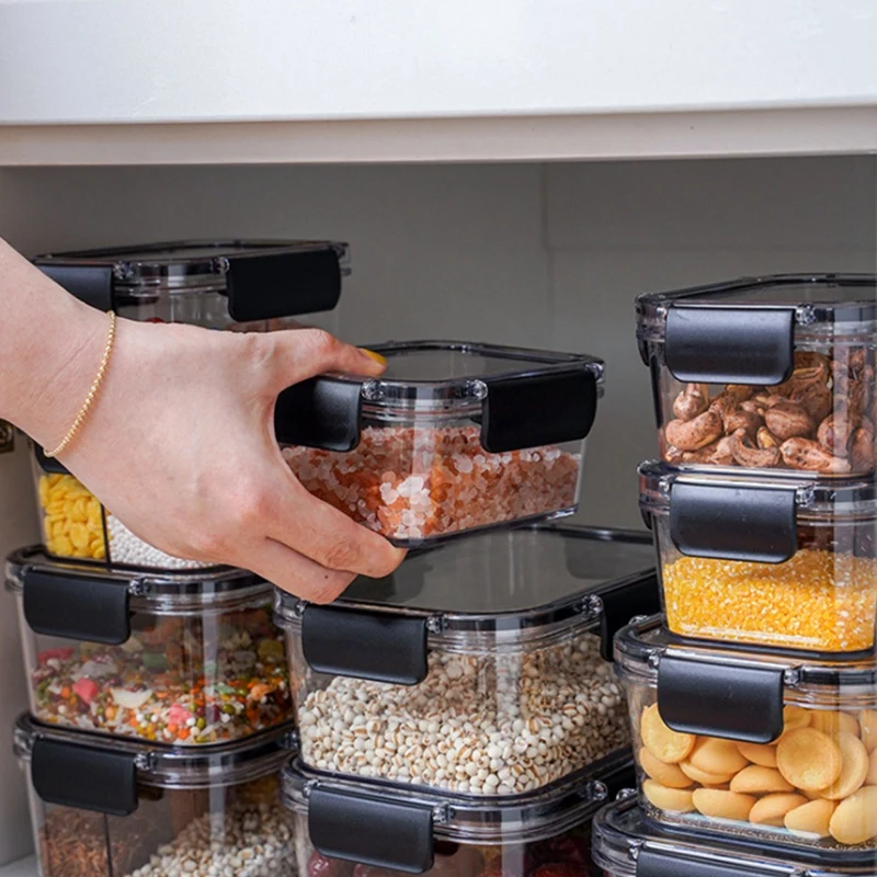 

Transparent Storage Container Refrigerator Crisper Storage Box PP Food Storage Box Kitchen for Seal Box Lunch, 3PCS