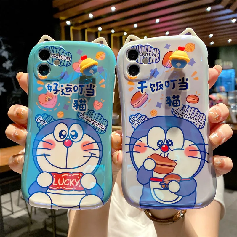 

Чехлы для телефонов с рисунком Аниме Doraemon для iPhone 11, 12 Pro, Max, X, XS, 7, 8, чехол для смартфона из ТПУ с синими лучами и 3D колокольчиками, чехол для де...