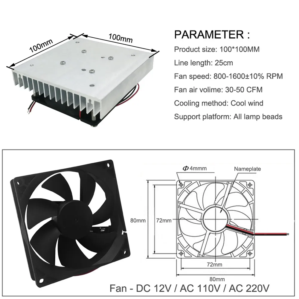Светодиодный Алюминий радиатора 100W 150W 200W 250W 300W с вентилятором лампы радиаторы
