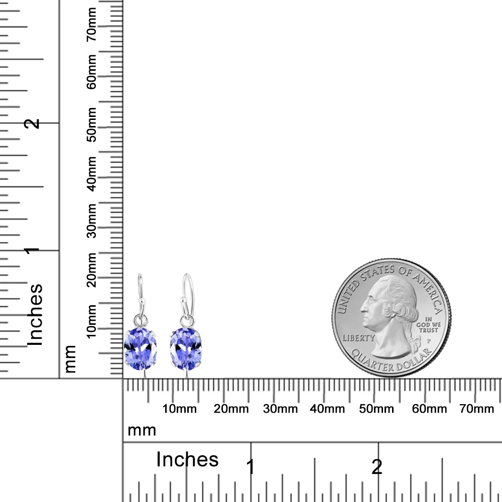 1,50 Ct Овальные Синие Танзанит 925 пробы серебряные серьги