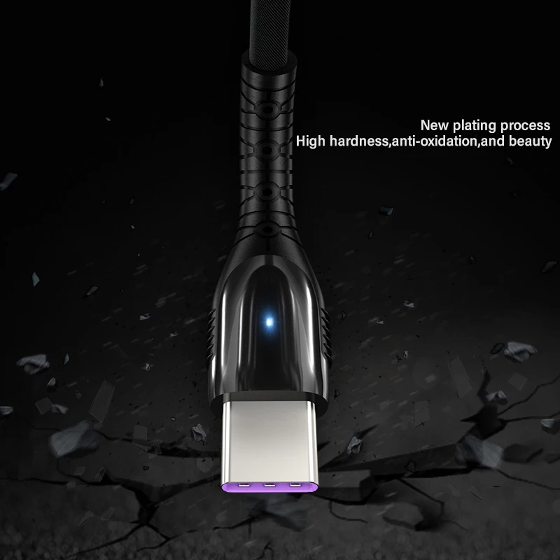 5A usb type-C светодиодный кабель для быстрой зарядки Micro USB type-C для huawei mate 20 Pro P20 samsung Xiaomi
