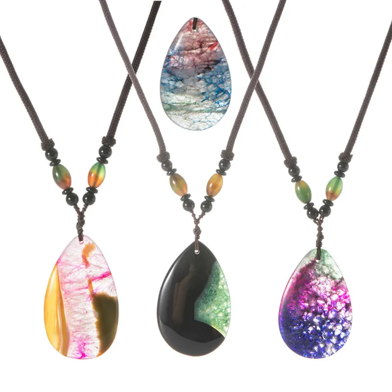 

Natural Agate Slice Drop Pendant Colorful Jewelry Making DIY Women's Necklace Earrings Sweater Chain Jewelry Accessories