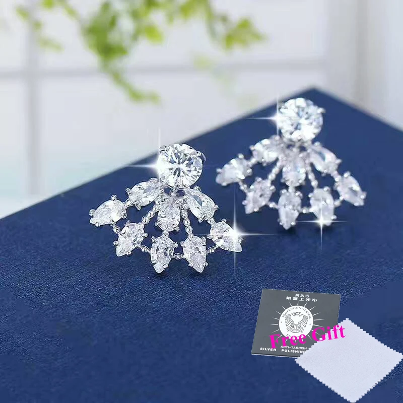 Женские классические серьги гвоздики с зеленым фианитом для вечеринок модные