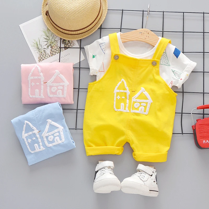 Одежда для маленьких мальчиков 2021 летний хлопковый костюм футболка + платье на