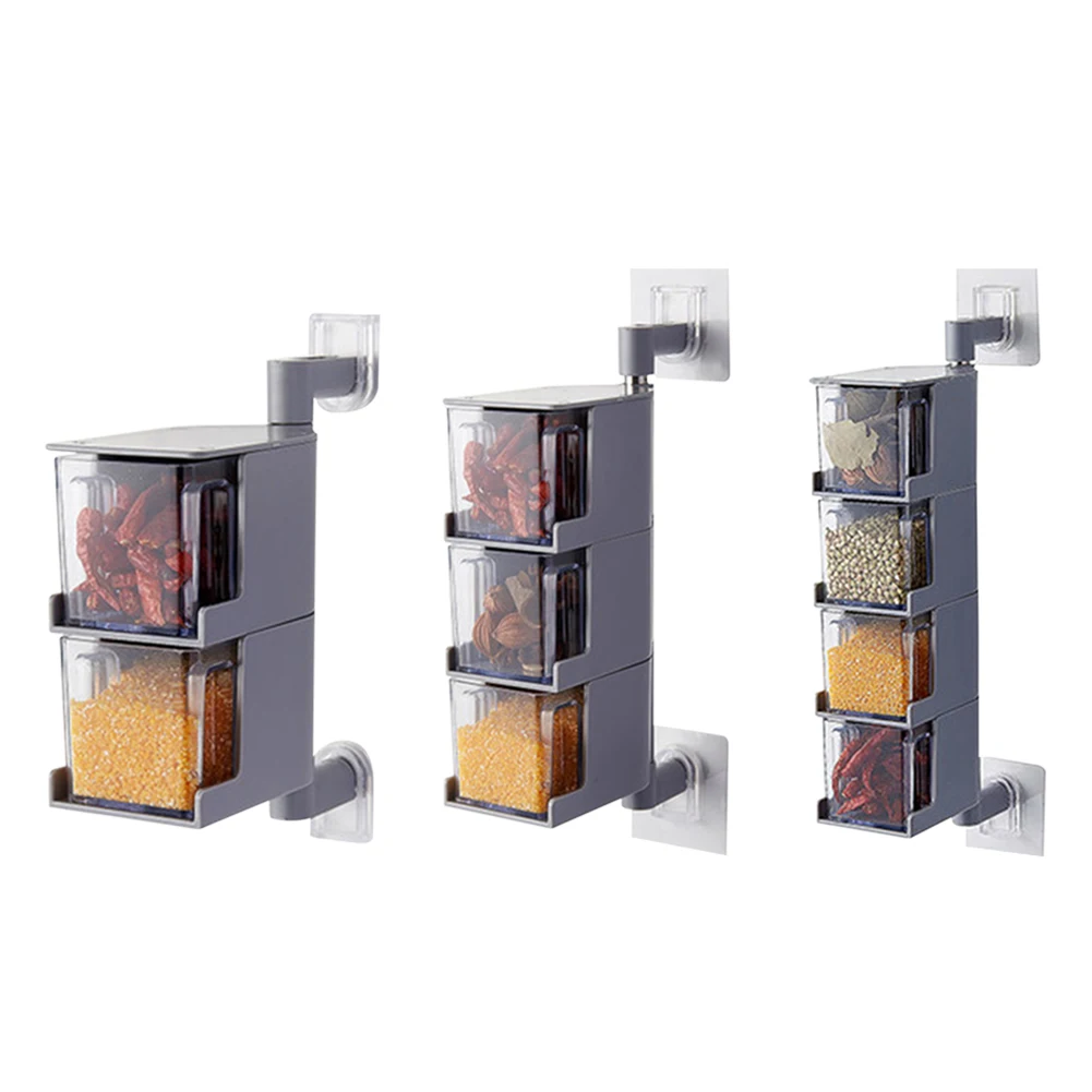 

Rotating Wall Seasoning Jar Box Salt Sugar Spices Storage Hang Condiment Shelf Closet Clothes Glass Mug Shelf Hanger