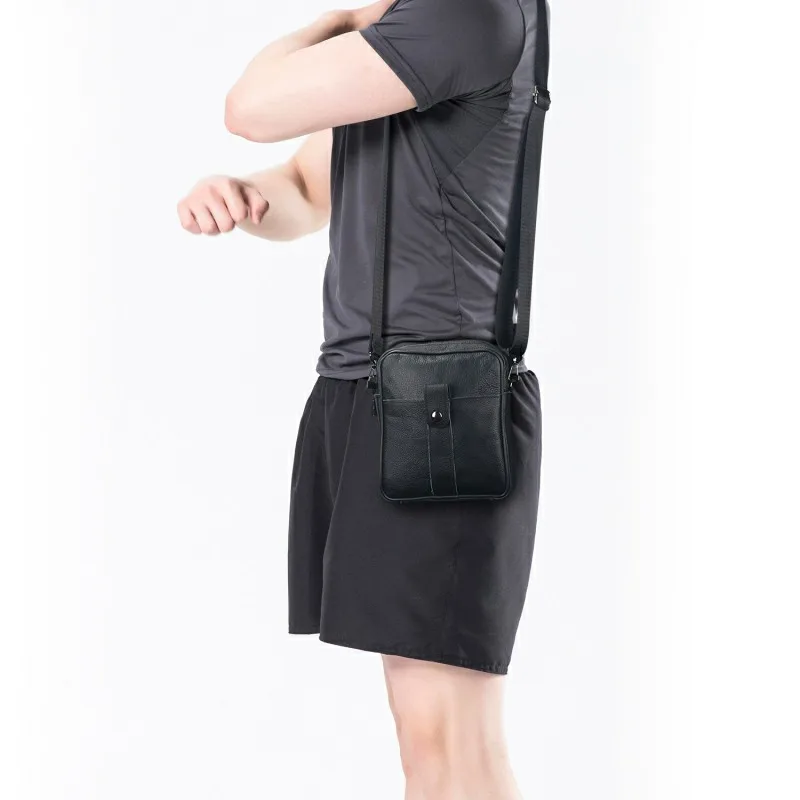 

Wide Strap Messenger Bags Cross Body Phone Cigarette Packs Travel Flap Men's Crossbody Bag Solid Small Shoulder Bags Men Leather