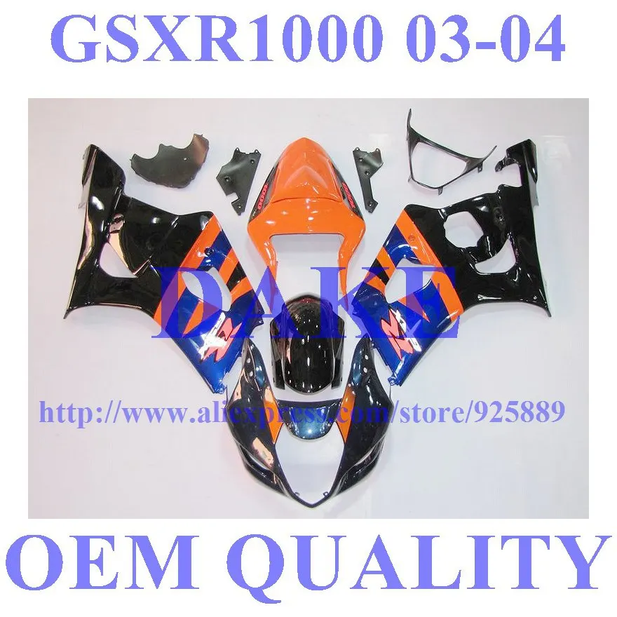 

Injection For SUZUKI GSX-R1000 Blue Orange K3 03 04 GSX R1000 K3 GSXR1000 2003 2004 GSXR1000 Fairing Kit