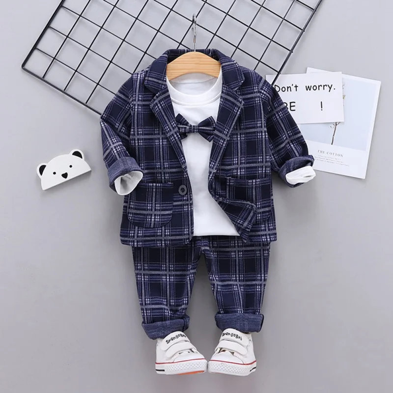 

TY-Baby Boys Long Sleeve Clothes Trousers Set Suit Tshirt Three-piece Sets