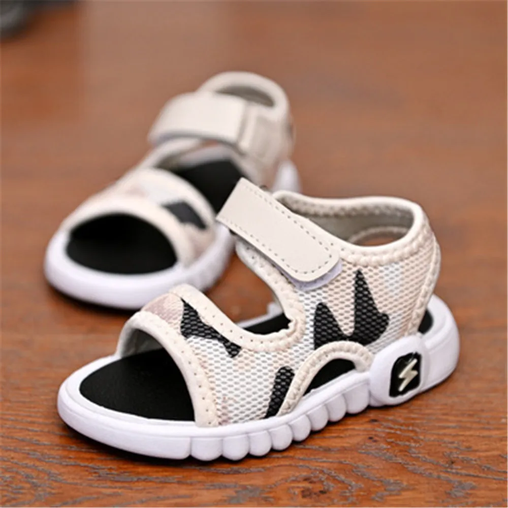 Спортивные сандалии для маленьких мальчиков брендовые с открытым носком летняя