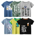 Коллекция 2022 года, летняя одежда детская футболка для мальчиков топы с принтом букв из мультфильма для девочек, хлопковые футболки для малышей с рисунком динозавра