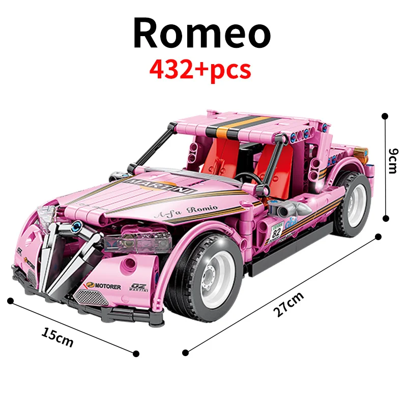 

KAZI KY1028 Mechanical Engineering Pull Back Sports SuperCar Series Building Blocks Model Kids ABS Educational Toy Car Boys Gift