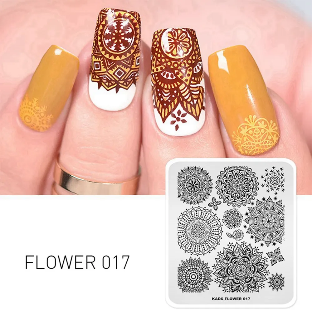Flower 017 1 шт. штамповки для ногтей пластины красоты цветок серии шаблоны для ногтей поднос для маникюра дизайн ногтей штамповка шаблон украшения Штамп для ногтей - Цвет: Flower 017