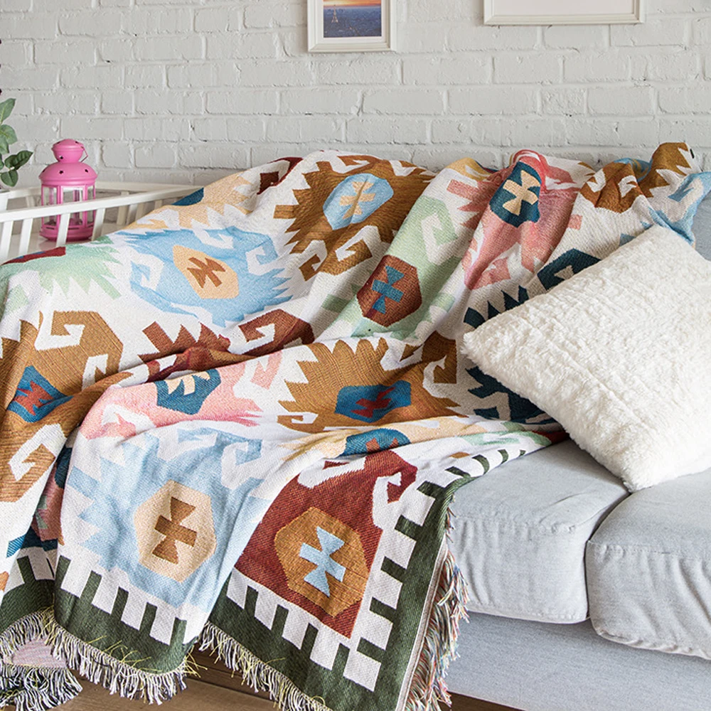 ESSIE HOME покрывало килим для дивана гостиной спальни одеяло из окрашенной пряжи