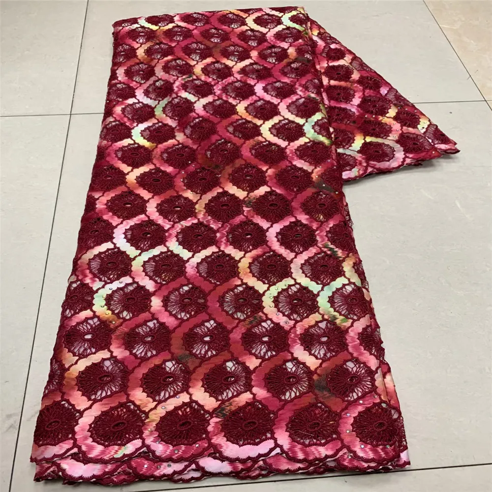 

African Chiffon Lace Fabric 2021 High Quality Lace Printing Chiffon cotton Lace Fabric Nigerian handcut tulle lace