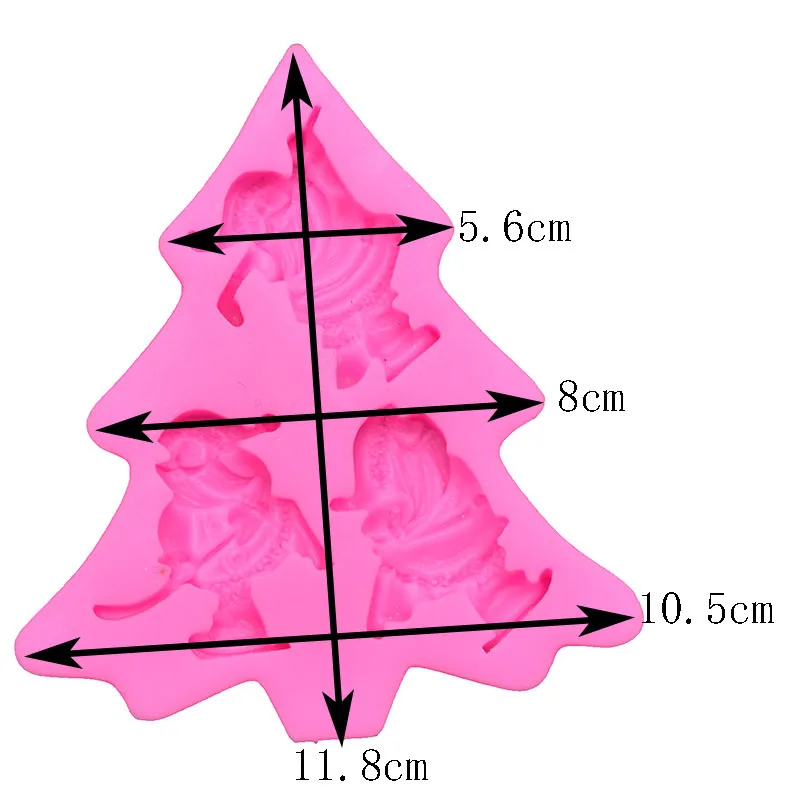 

DIY Baking Tools Three Hole Santa Claus Cake Decorating Silicone Mould Fondant Silicone Mould Chocolate Mould
