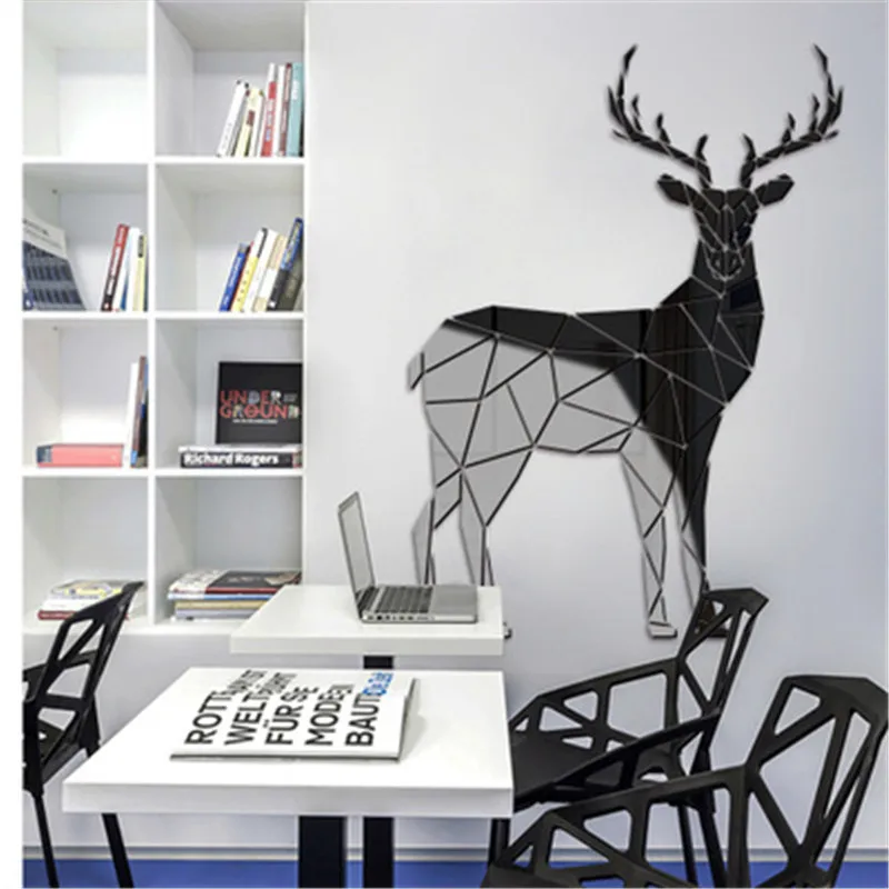 Скандинавские Животные Олень акриловые зеркальные настенные стикеры 3D олень