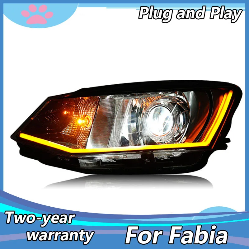 

LED Headlight For Skoda Fabia 2015-2018 led headlights For Fabia head lamp Angel eye led front light Bi-Xenon Lens LED