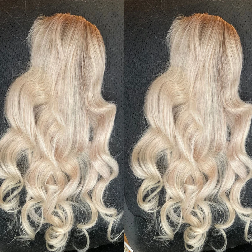 Омбре блонд 613 Топпер волна Remy человеческие волосы дышащая моно сетка с зажимом