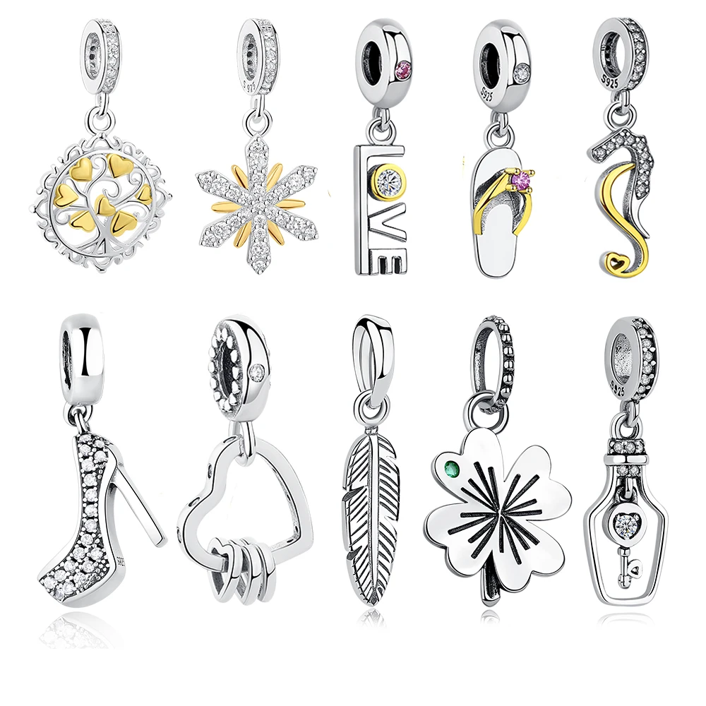 

Authentic 925 Sterling Silver Charms Fit Original Bracelet Necklace Pendant Silver 925 Love Heart Charm Bead DIY Jewelry