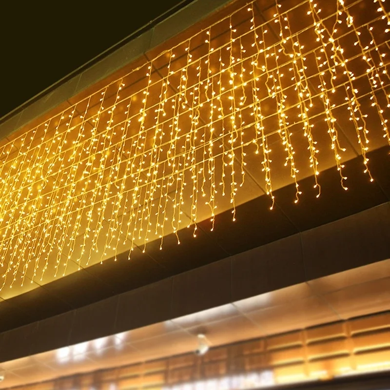 

5M Christmas Garland LED Curtain Icicle String Lights Droop 0.4-0.6m AC 220V Garden Street Outdoor Decorative Holiday Light