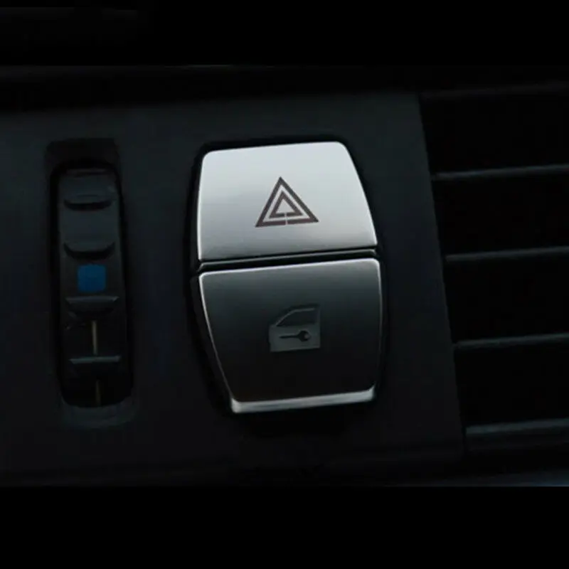 

2*Car Warning Lamp Button Cover Trim Chrome ABS Decals For BMW 5 Series F10 F07 New And High Quality
