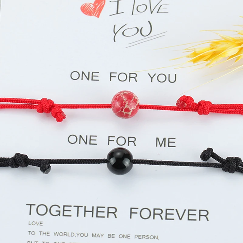 Браслет для пар 2 шт./компл. матовый браслет из лавы и натурального камня с