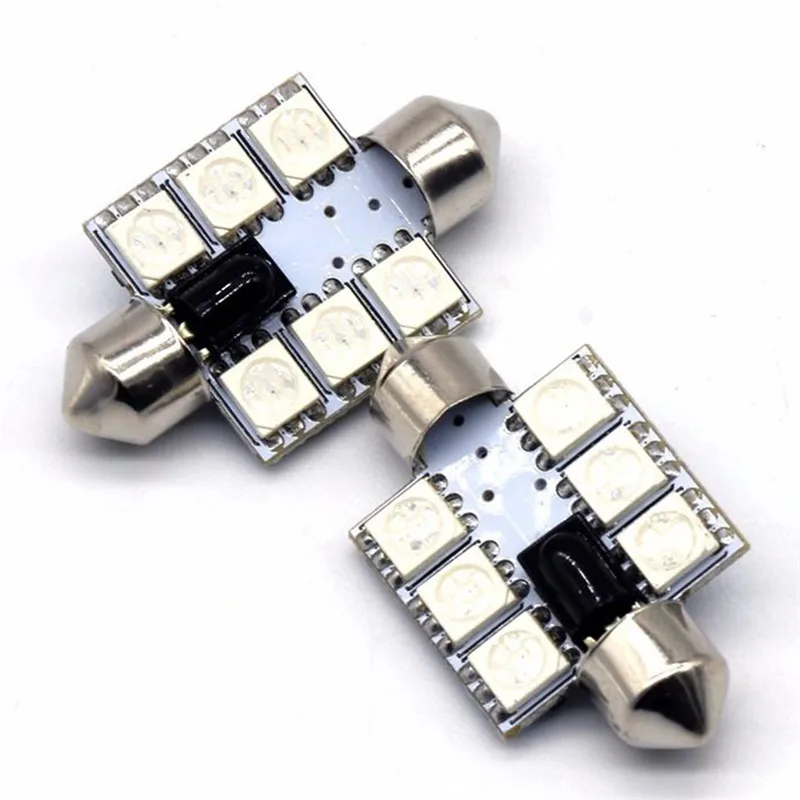 

2 предмета Универсальный 36 мм автомобиль DC12V 6SMD 5050 атмосфера лампа накаливания Интерьер RGB светодиодный чтение светильник с пультом дистанц...