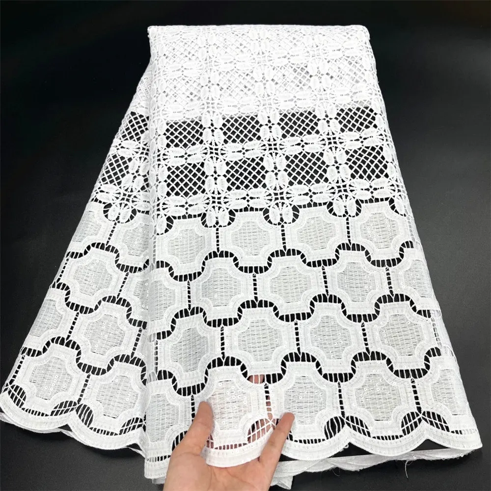 

Soft White Wedding Sequins Guipure Lace Exclusive Original African Cord Lace inspired Fabrics For All Occasions Celebrants W874