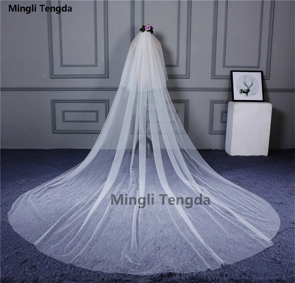 

Mingli Tengda 3m*3m Two Layer Wedding Vail Veil Long Soft Ivory White Cathedral Bridal Veils With Comb Wedding Accessories Velo