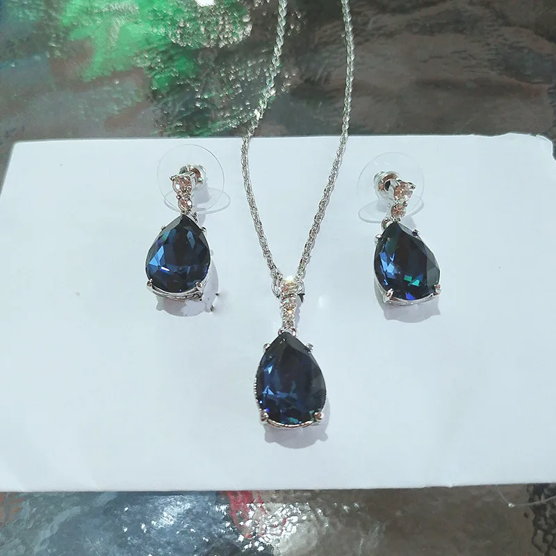

SHLUOYI High quality SWA. Exquisite blue. Pink Crystal female Jewelry Pendant Necklace charming fashion jewelry