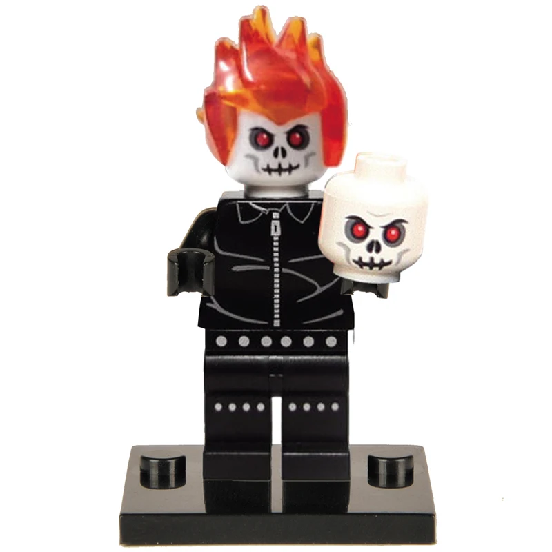 SingleSale Ghost Rider Jonny Blaze цепь череп minifig Marvel Супер Герои Мстители Собрать строительные