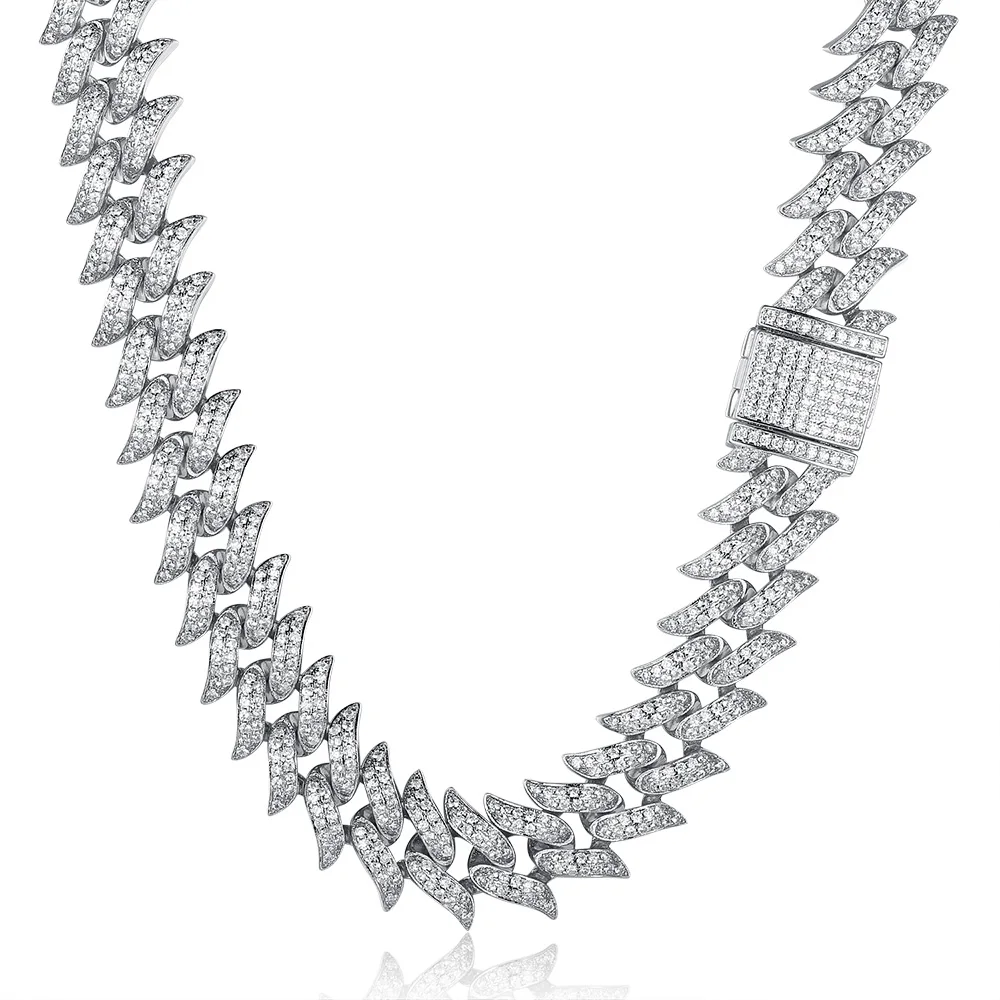 

100% Zircon CZ Hip Hop Miami Cuban Link Chain 18mm Bramble Bracelet Men Necklace Dropshipping Fashion Bling Bling Party Jewelry