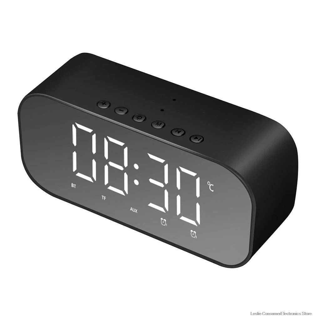 Bluetooth динамик с fm радио светодиодный зеркальный будильник часы сабвуфер